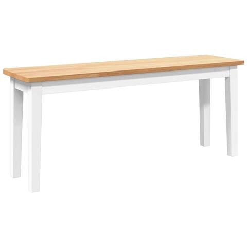 Panca 110 cm Bianco in Legno Massello di Hevea - Foto 1