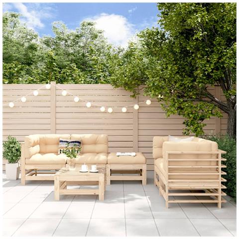 Set Salotto Da Giardino 6 Pz In Legno Massello Di Pino - Foto 1