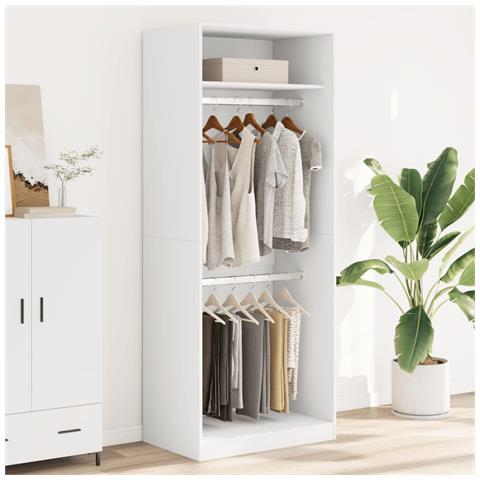 Armadio Bianco 80x50x200 Cm In Legno Multistrato - Foto 3
