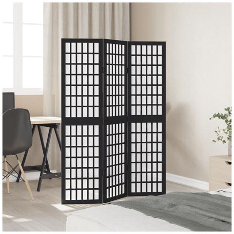 Divisorio Ambienti 3 Pannelli Nero Legno Massello Di Paulownia - Foto 3