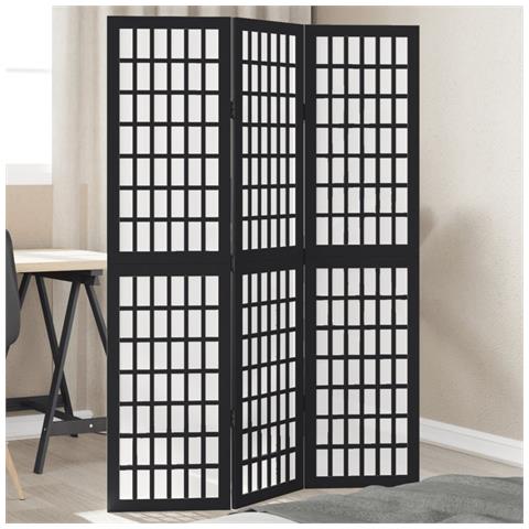 Divisorio Ambienti 3 Pannelli Nero Legno Massello Di Paulownia - Foto 1