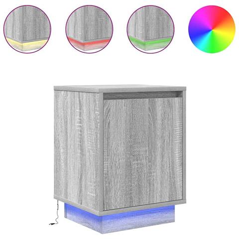 Comodino Con Luci Led Grigio Sonoma 38x34x50 Cm - Foto 2