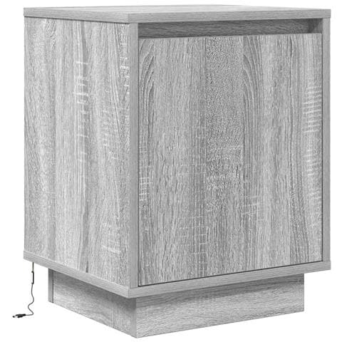 Comodino Con Luci Led Grigio Sonoma 38x34x50 Cm - Foto 3