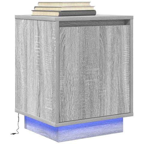 Comodino Con Luci Led Grigio Sonoma 38x34x50 Cm - Foto 1