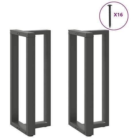 Gambe Tavolo Bar A T 2 Pz Antracite 50x35x(100-101) Cm Acciaio - Foto 3
