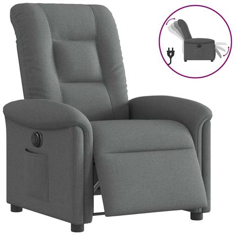 Poltrona Elettrica Reclinabile Grigio Scuro In Tessuto - Foto 1