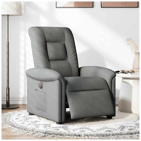 Poltrona Elettrica Reclinabile Grigio Scuro In Tessuto - Foto 2