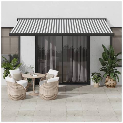 Tenda Retrattile Antracite E Bianca 4,5x3 M Tessuto E Alluminio - Foto 1