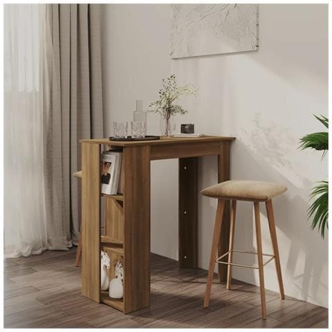 Lusso Casadino - Tavolino Da Bar Con Ripiani Rovere Marrone 102x50x103,5 Cm - Foto 8