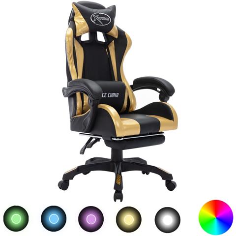 Sedia Da Gaming Con Luci A Led Rgb Oro E Nera In Similpelle - Foto 2