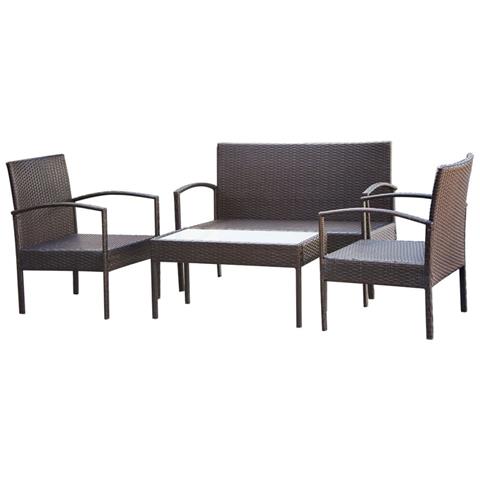 Set Divani Da Giardino 4 Pz Con Cuscini In Polyrattan Marrone - Foto 2