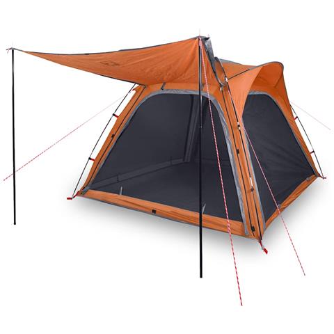 Tenda Campeggio 4 Persone Grigio e Arancione Impermeabile - Foto 1