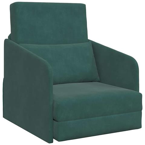 Divano Letto 2-in-1 Verde Scuro 65x80x83 cm Velluto - Foto 1