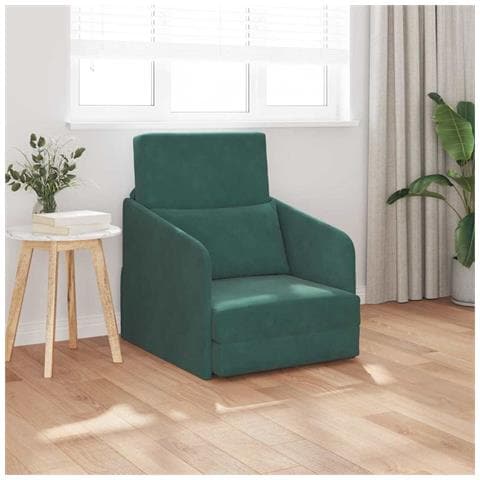 Divano Letto 2-in-1 Verde Scuro 65x80x83 cm Velluto - Foto 2