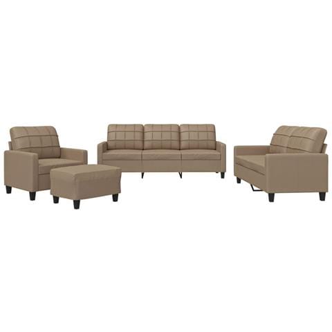 Set di Divani 4 pz con Cuscini cappuccino in Similpelle - Foto 1