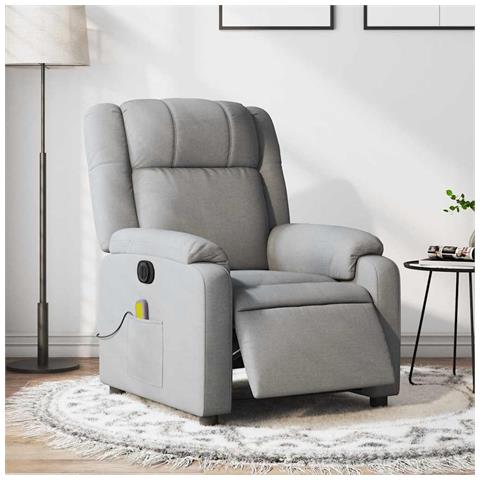 Poltrona Reclinabile Massaggio Elettrica Grigio Chiaro Tessuto - Foto 2