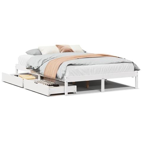 Letto senza Materasso Bianco 120x200 cm Legno Massello di Pino - Foto 1