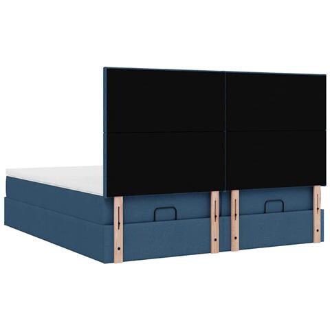 Struttura Letto Pouf con Materassi Blu 200x200 cm in Tessuto - Foto 9