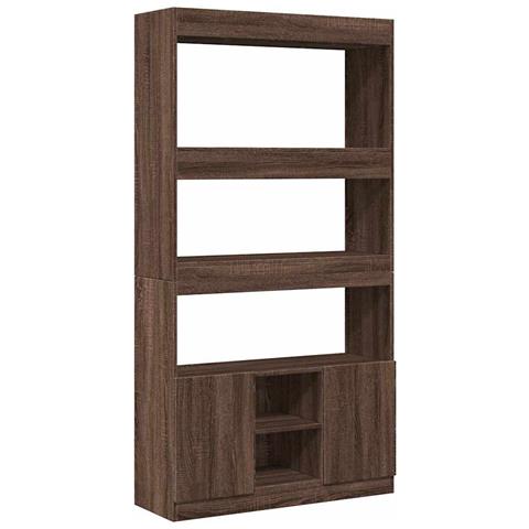 Credenza Rovere Marrone 92x33x180 cm in Legno Multistrato - Foto 1