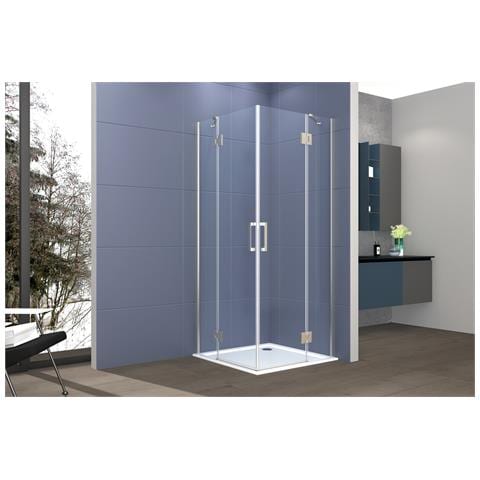 Box Doccia Angolare 80x100 Cm Apertura Due Ante Battenti H200 Cm Cristalli Trasparente 6 Mm Profilo Satinato Gioia - Foto 1