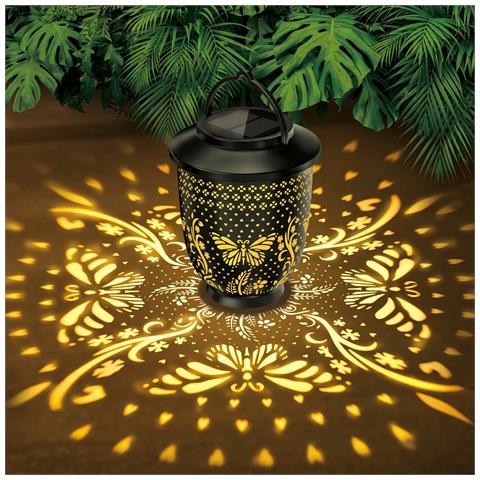 Lanterna Solare Da Giardino Per Esterni - Design A Farfalla, Finitura Nera - Foto 2