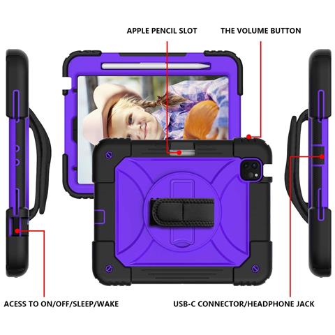 Custodia Per Ipad Air 5/air 4/pro 11"" Supporto E Tracolla Viola - Foto 2