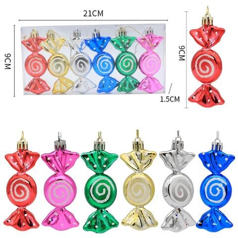 Mini Ornamenti Natalizi A Forma Di Caramella - Set Da 6, Decorazioni Festive Da Appendere All'albero Multicolor - Foto 1