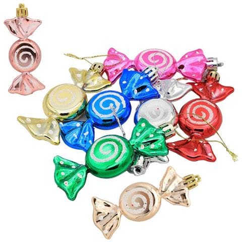 Mini Ornamenti Natalizi A Forma Di Caramella - Set Da 6, Decorazioni Festive Da Appendere All'albero Multicolor - Foto 2