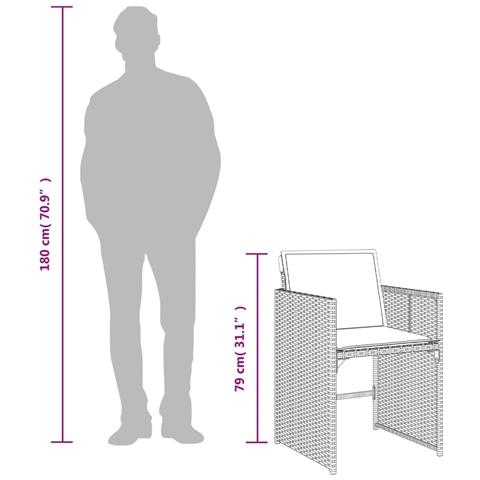 Set da Pranzo da Giardino 9 pz con Cuscini in Polyrattan Grigio - Foto 9