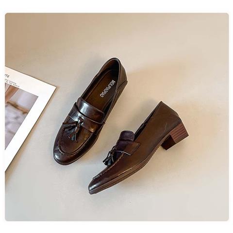 Mocassini Slip-on Con Tacco Chunky Da Donna: Scarpe Classiche Eleganti E Confortevoli Brown 37 - Foto 1