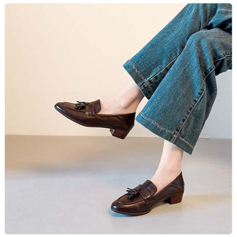 Mocassini Slip-on Con Tacco Chunky Da Donna: Scarpe Classiche Eleganti E Confortevoli Brown 37 - Foto 6
