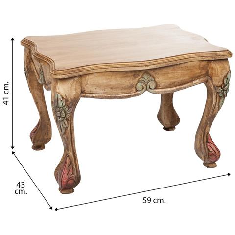 Tavolino In Legno Marrone Fatto A Mano 59x43x41h - Foto 4