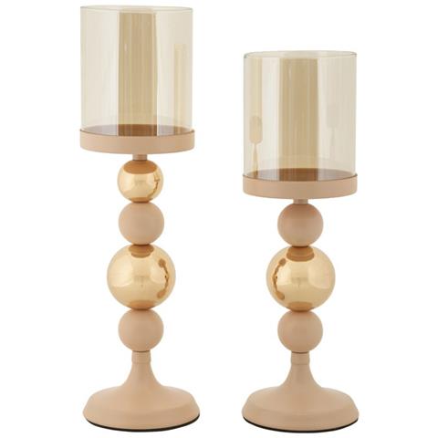 Portacandela Vkh938-oro-acciaio-10x10x36 Cm - Foto 1