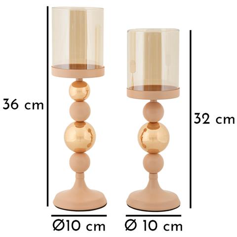Portacandela Vkh938-oro-acciaio-10x10x36 Cm - Foto 6