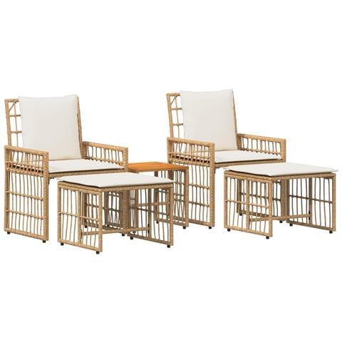 Set di Mobili da Esterno 5 pcs Naturale e Bianco Crema - Foto 1