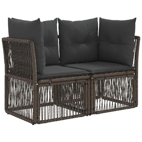 Divano da giardino 2-Numero di posti Grigio polyrattan - Foto 1
