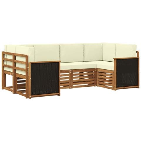 Set divano sezionale con cuscino 5 pcs Naturale e Crema - Foto 1