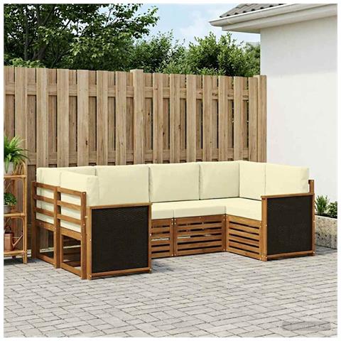 Set divano sezionale con cuscino 5 pcs Naturale e Crema - Foto 2