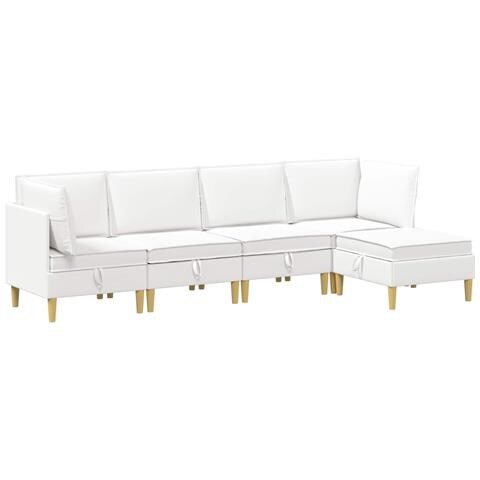 Set di divani modulari con spazio di archiviazione 5 pcs Bianco - Foto 1