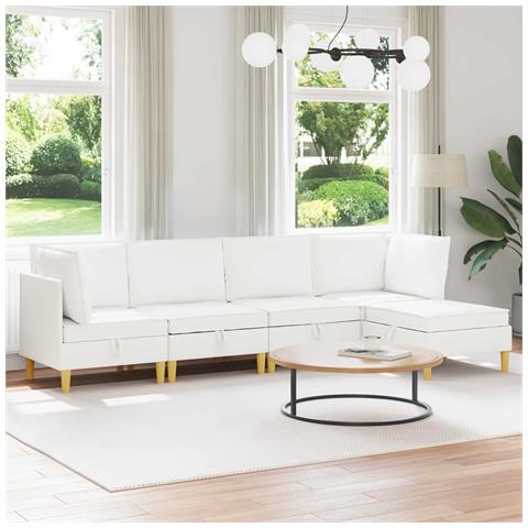 Set di divani modulari con spazio di archiviazione 5 pcs Bianco - Foto 2
