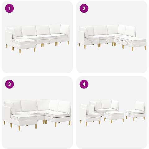 Set di divani modulari con spazio di archiviazione 5 pcs Bianco - Foto 9