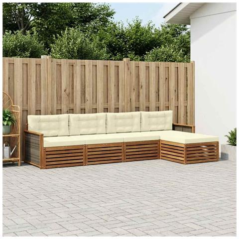 Set di divani da esterno con cuscino 5 pcs Naturale e Crema - Foto 2
