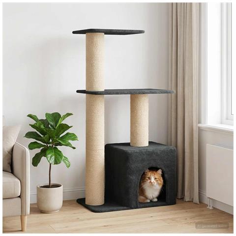 Albero per gatti con pali per graffiare in sisal Grigio Scuro - Foto 2