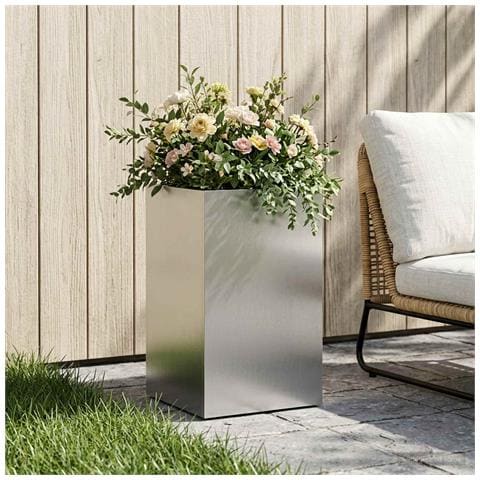 Vaso da giardino Argento 40 x 40 x 50 cm Acciaio Inox - Foto 2