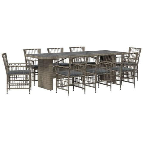 Set da pranzo per esterni 9 pz Grigio polyrattan - Foto 1