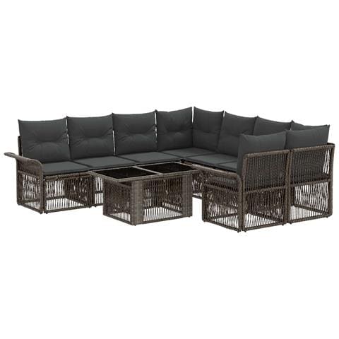 Set Divano da Giardino 9 pz Grigio e Grigio Scuro polyrattan - Foto 1