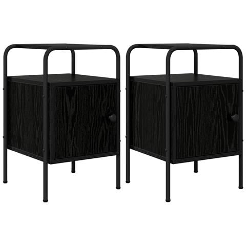 Armadio da Notte 2 pz Rovere Nero Legno ingegnerizzato - Foto 1