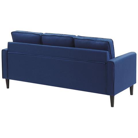 Divano In Tessuto Con Pouf Blu Scuro Avesta - Foto 15