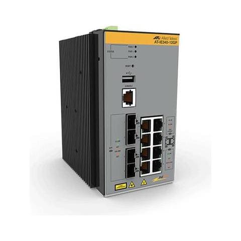 AT-IE340-12GP-80 Switch Industrial Ethernet Gigabit Layer 3 con 8 Porte / 4 Uplink SFP Colore Grigio - Foto 1