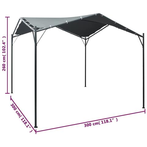 Gazebo Padiglione Tenda Tettoia 3x3 M Acciaio Antracite - Foto 2